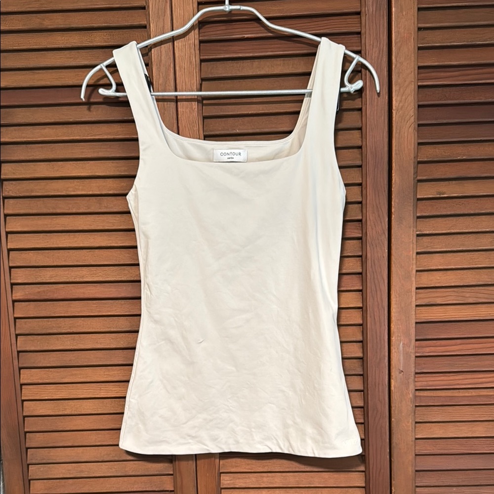 Aritzia Contour Square Neck Tank Top Small Matte Pearl